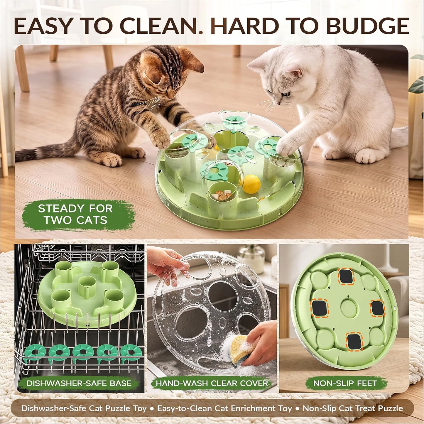 Food hiding cat puzzle ball with rotating treat dispensing function