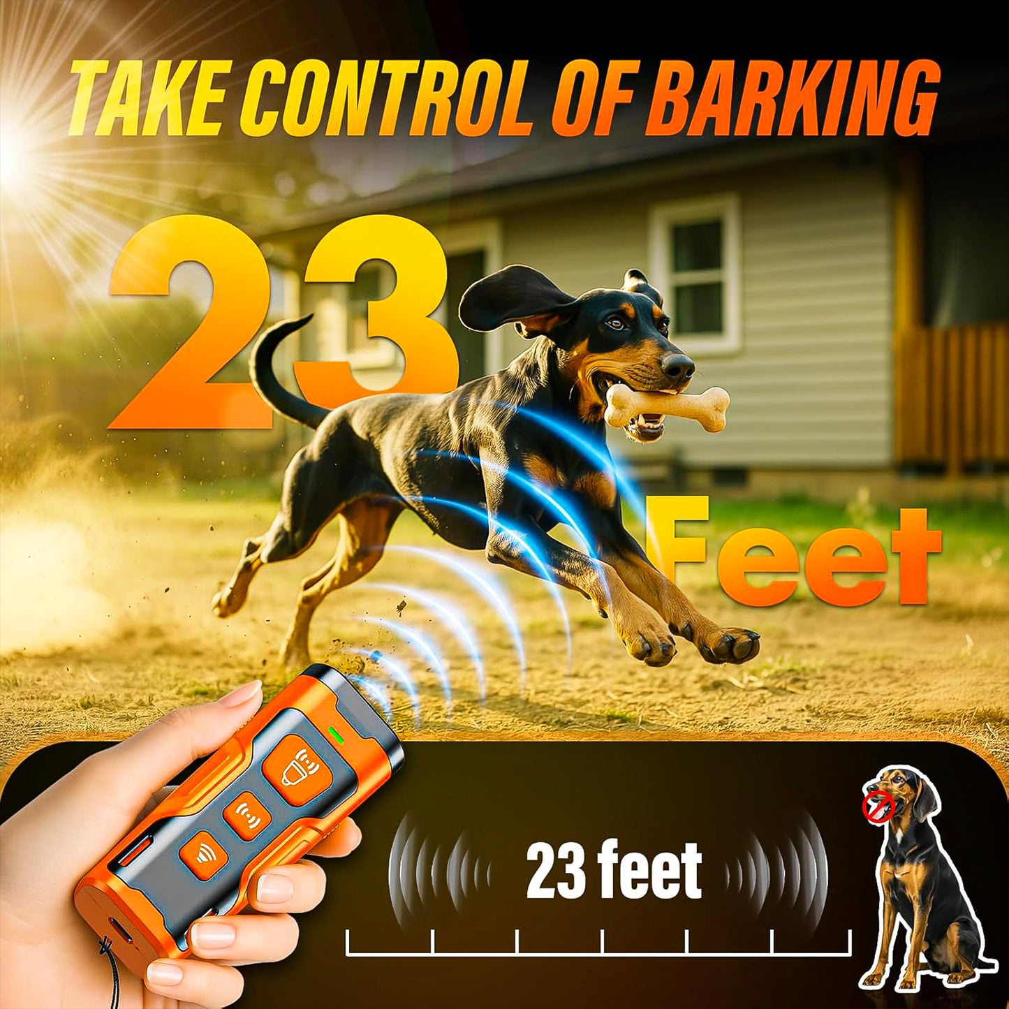 3X Ultrasonic Dog Bark Deterrent: Safe, Rechargeable, and Effective Bark Control Device