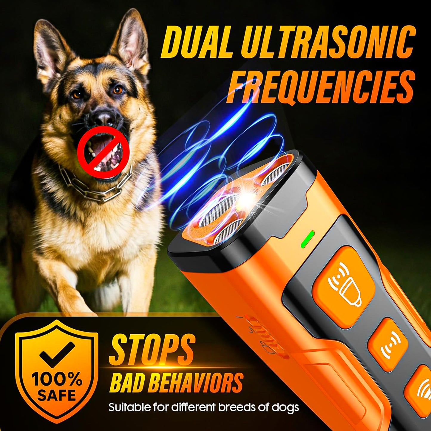 3X Ultrasonic Dog Bark Deterrent: Safe, Rechargeable, and Effective Bark Control Device