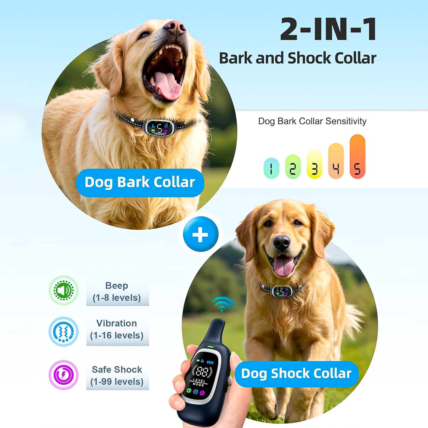 Train with Confidence: 2-in-1 Dog Shock & Bark Collar