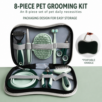 Professional 8-Piece Dog Grooming Kit – Pet Grooming Accessories with Combs, Nail Clippers, Shears, Toothbrush & Foldable Bowl