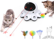 2-in-1 automatic cat laser and whack-a-mole feather toy for indoor cats