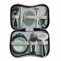 Professional 8-Piece Dog Grooming Kit – Pet Grooming Accessories with Combs, Nail Clippers, Shears, Toothbrush & Foldable Bowl