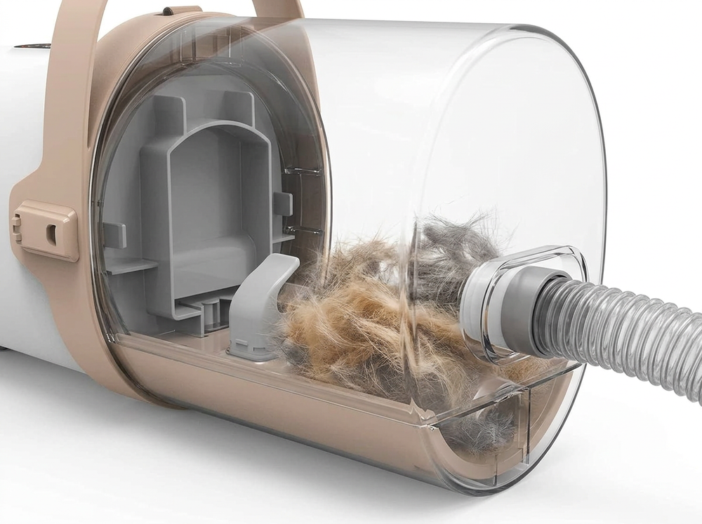 

Dog grooming vacuum with 2.5L dust collection container.