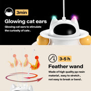 4-in-1 automatic interactive cat toy with feather, wand, pointer and roller for indoor cats