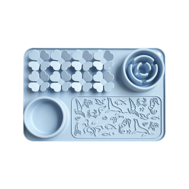 4-in-1 silicone pet licking mat with suction cups for slow feeding