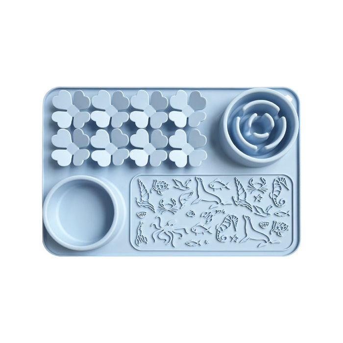 4-in-1 Silicone Pet Licking Mat & Slow Feeder Dog Bowl – Suction Cup Dog Feeder and Pet Feeder for Slow Eating