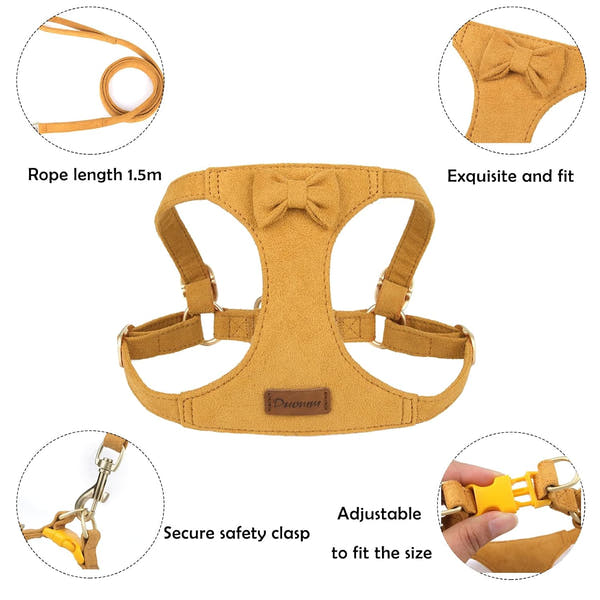 Reflective Dog Harness for Puppies & Small Dogs – 360° Surround Light Chest Strap with Soft Skin-Friendly Design, Adjustable Walking Harness & Traction Rope
