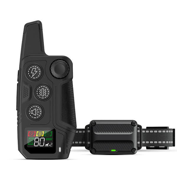 Four-channel remote dog training system for controlling compatible electronic receiver collars