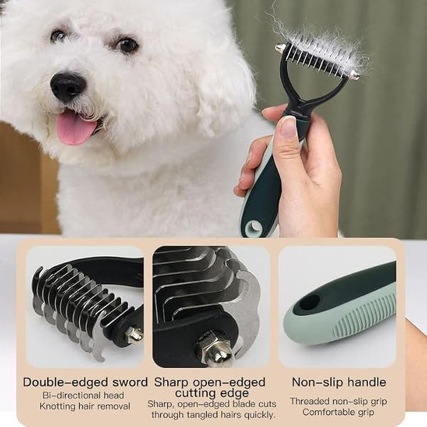 Professional 8-Piece Dog Grooming Kit – Pet Grooming Accessories with Combs, Nail Clippers, Shears, Toothbrush & Foldable Bowl