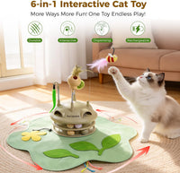 Multi-function 6-in-1 interactive activity toy designed for indoor cats