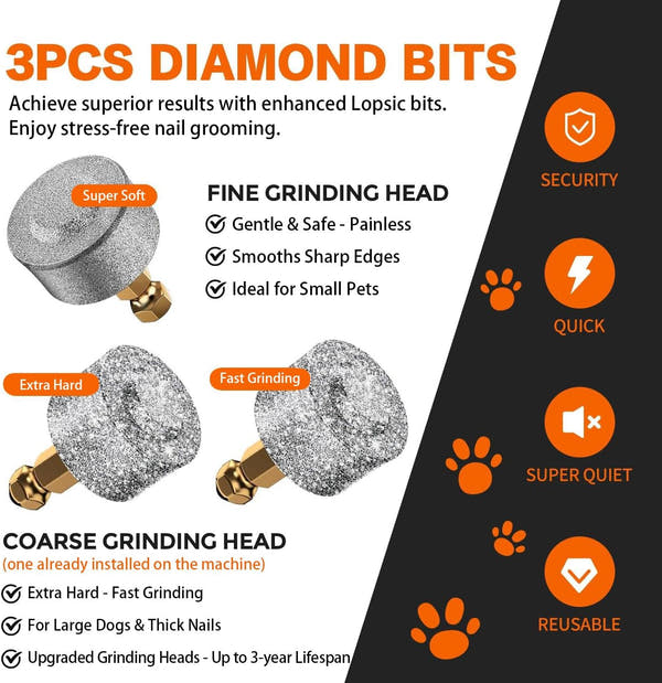Dog Nail Grinder with LED Light – Quiet Rechargeable Pet Nail Trimmer for Dogs