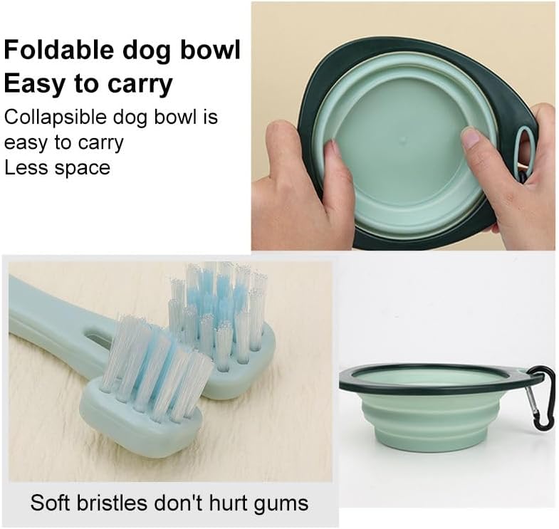 Professional 8-Piece Dog Grooming Kit – Pet Grooming Accessories with Combs, Nail Clippers, Shears, Toothbrush & Foldable Bowl