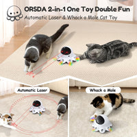 Interactive 8-hole whack-a-mole moving feather toy for cats and kittens