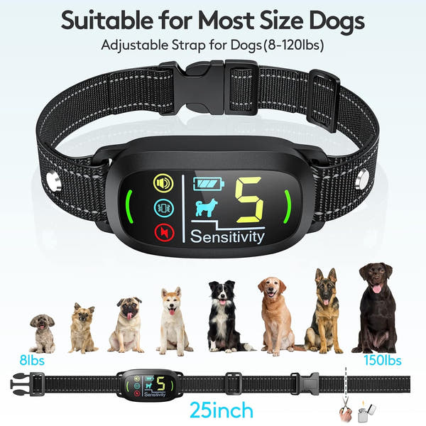 Dog Bark Collar for Small, Medium & Large Dogs – Smart Anti Barking Device with Beep, Vibration & Shock Training Modes