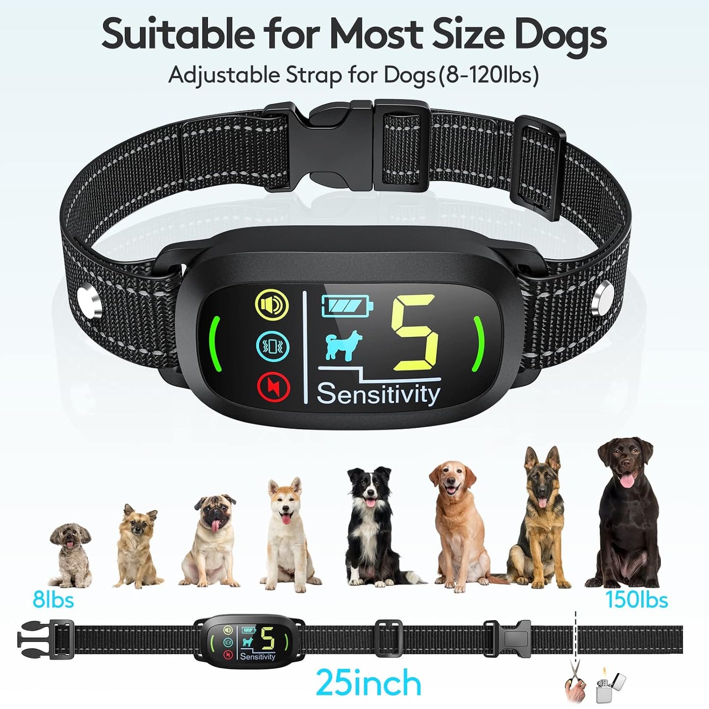 Dog Bark Collar for Small, Medium & Large Dogs – Smart Anti Barking Device with Beep, Vibration & Shock Training Modes