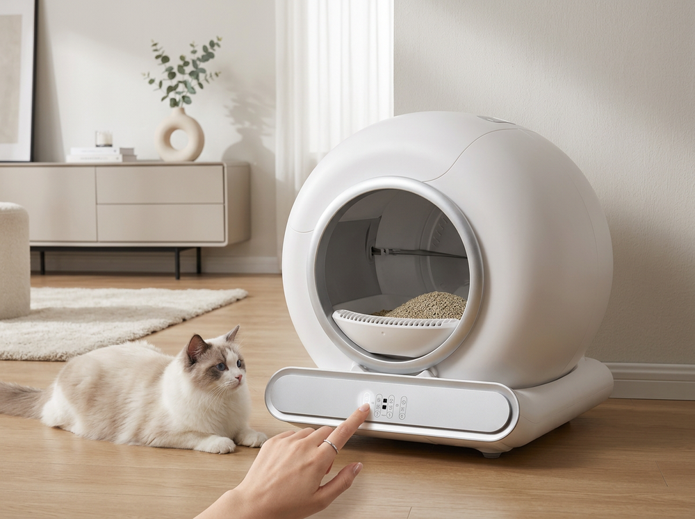 Activating automatic cleaning cat litter box