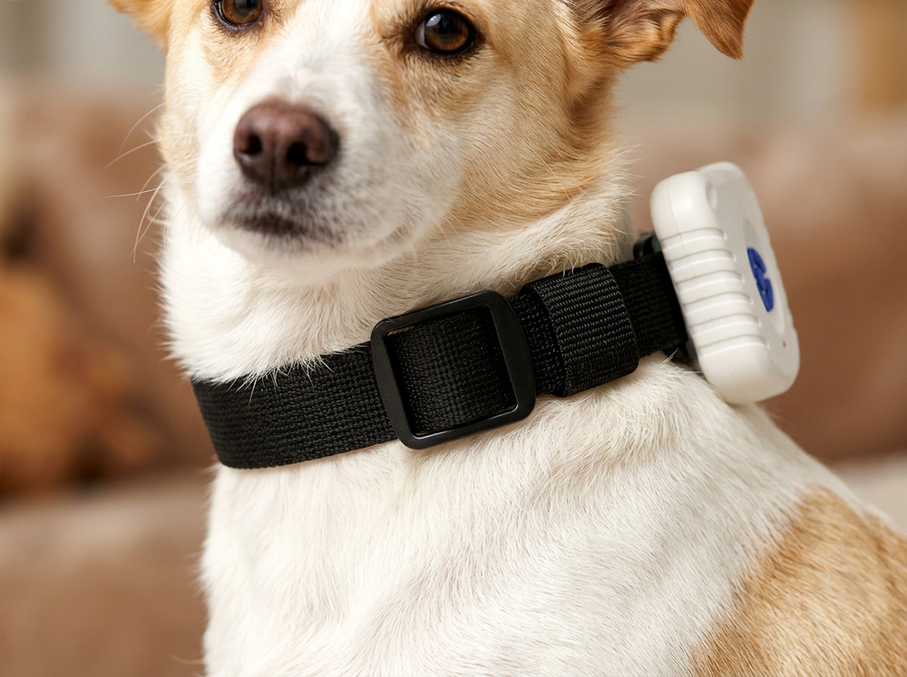 
 Adjustable comfortable ultrasonic bark collar strap for dogs.