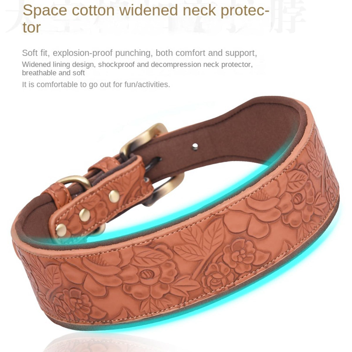 Adjustable leather dog collar suitable for small medium and large dog breeds