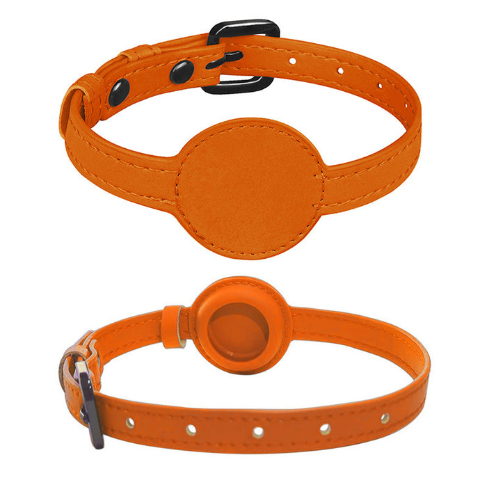 AirTag Holder Dog & Cat Collar – Leather Anti-Lost Pet Collar with Secure Tracker Holder, Adjustable Location Tracking Collar for Dogs & Cats