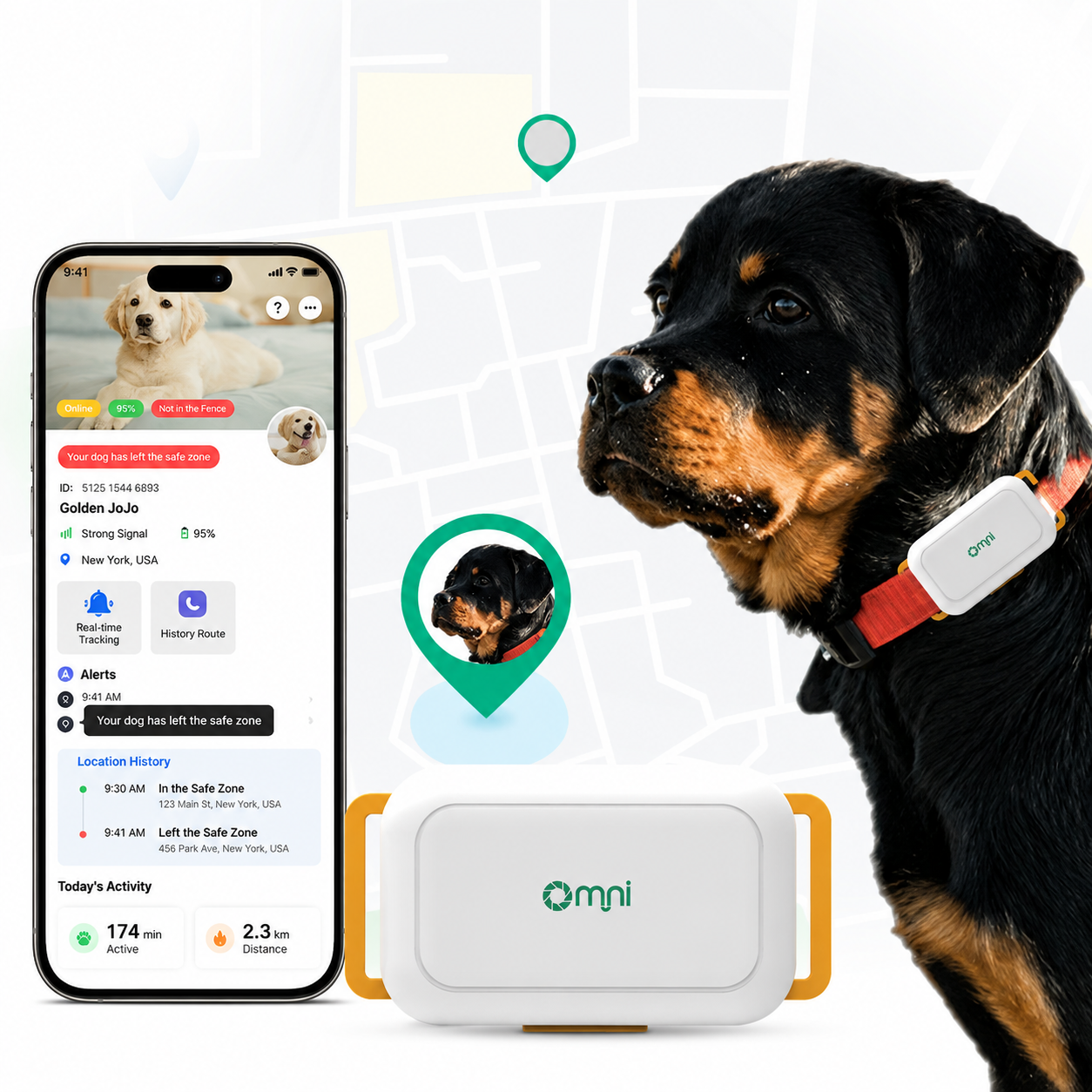 Anti-lost dog GPS tracker designed for everyday pet location monitoring