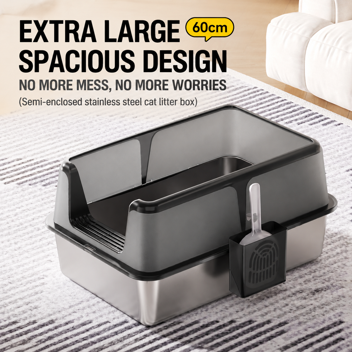 Anti splash cat litter box designed to reduce litter mess