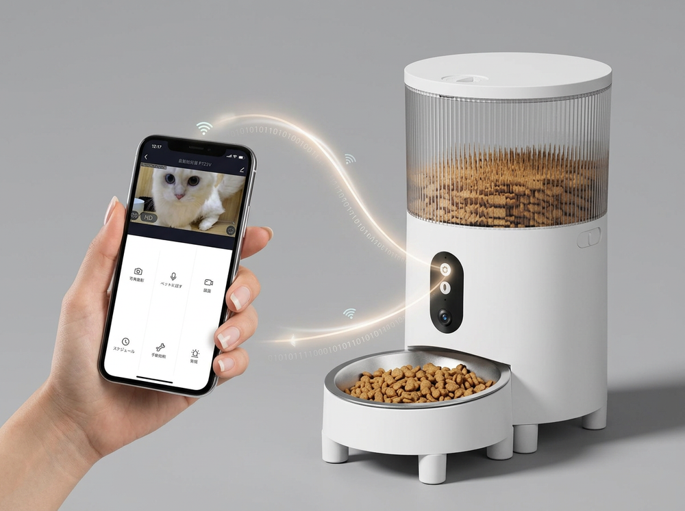 Smart app controlled cat food dispenser
