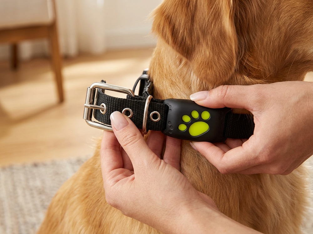 Attaching smart GPS pet locator to dog collar