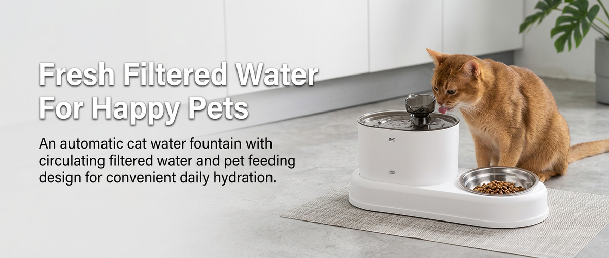 Automatic cat water fountain with filtered circulating water dispenser