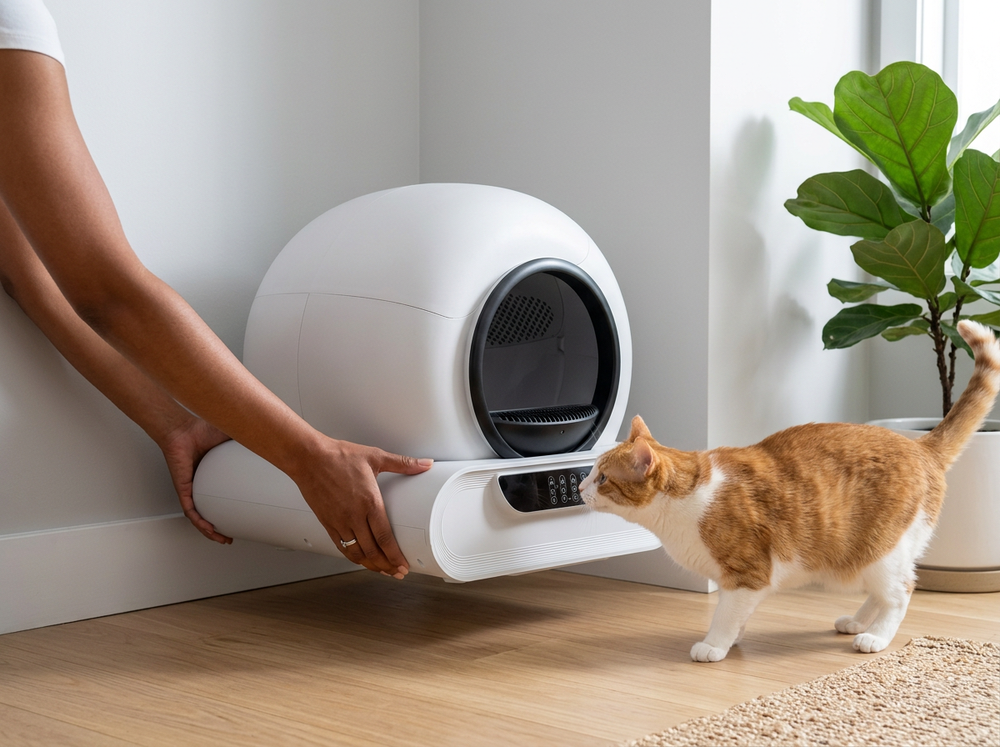 Automatic self cleaning litter box for cats with app control