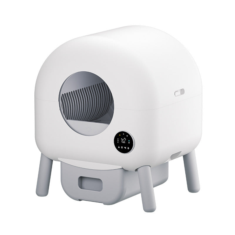 Automatic cleaning cat litter box with roller waste separation system
