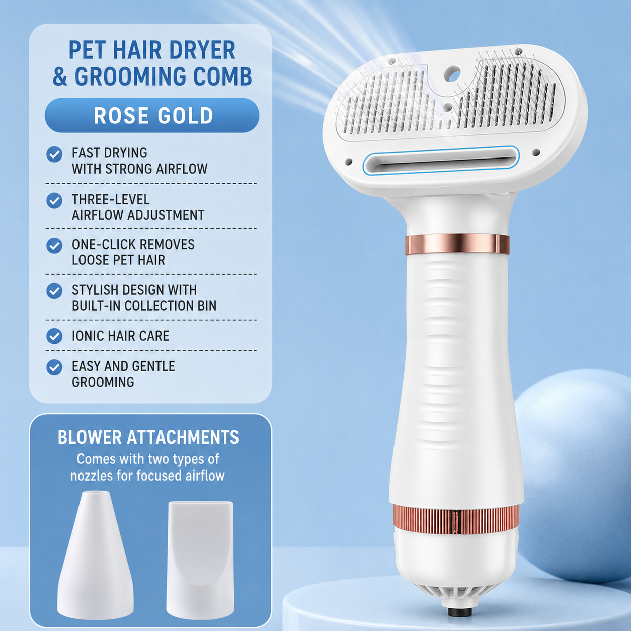 Electric dog grooming comb designed for convenient everyday brushing