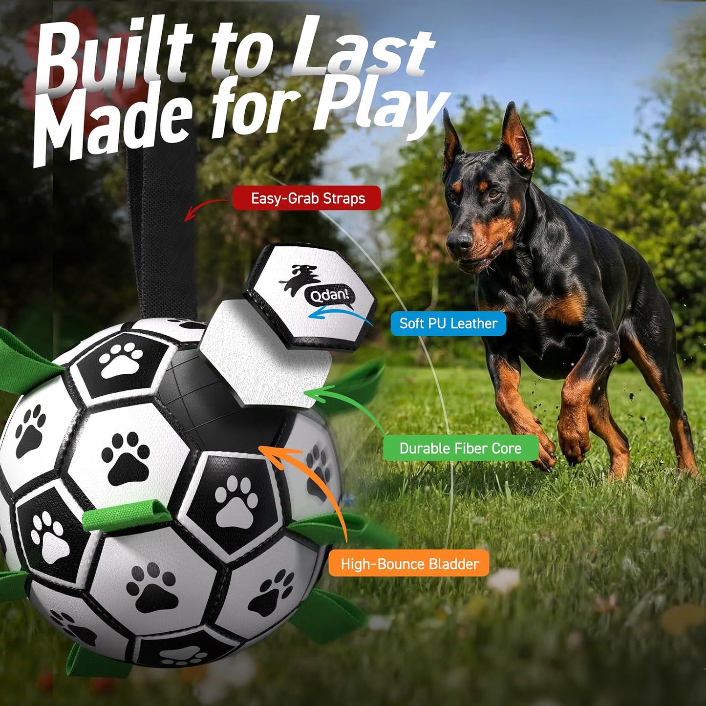 Durable rubber ball toy for active small medium and large dogs