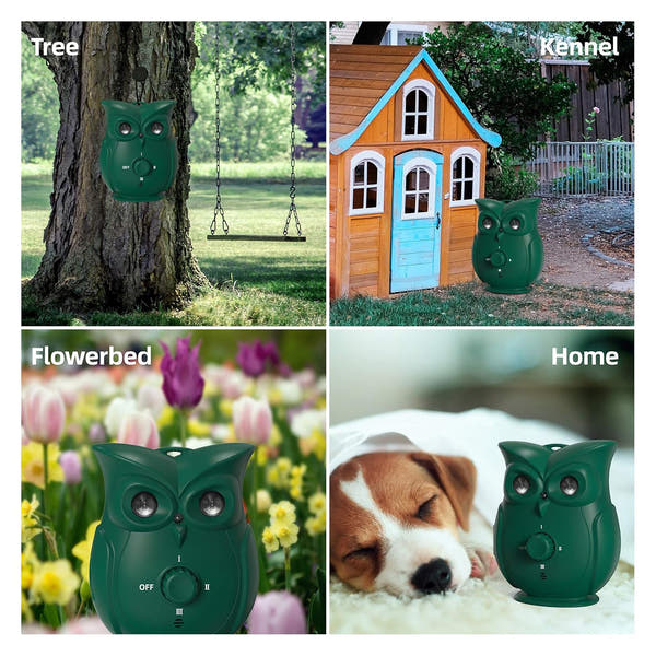 Waterproof ultrasonic bark control device for gardens yards and outdoor use