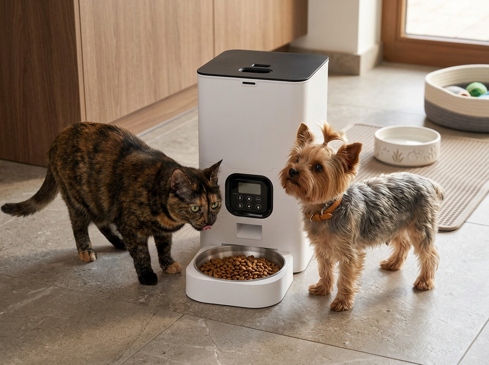 Automatic food dispenser suitable for cats and dogs