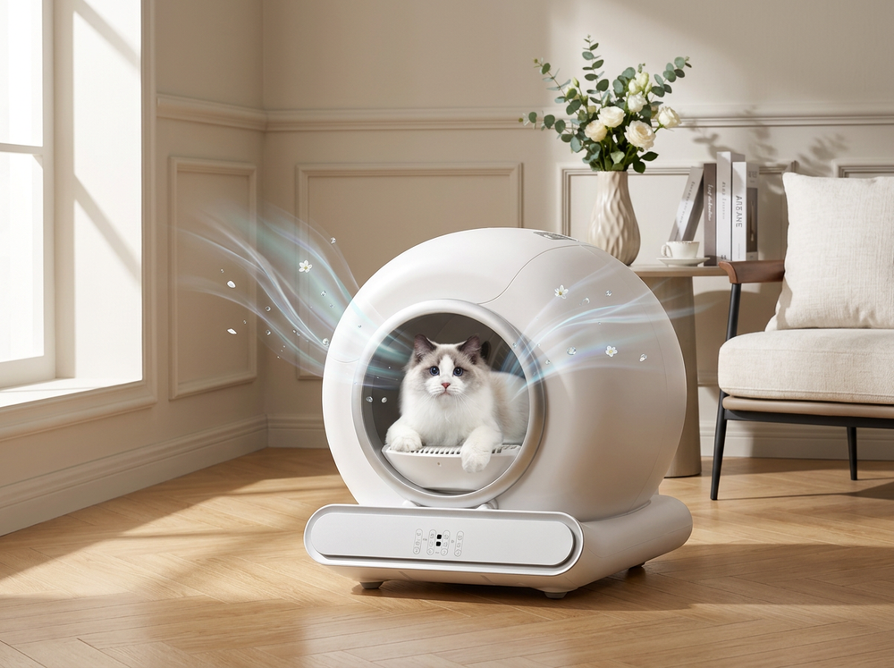 Automatic cat litter box with deodorizer function
