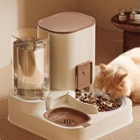 Cat food feeder and water dispenser combined in one compact unit