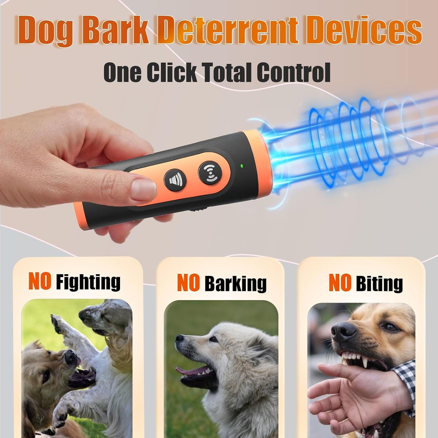 Dog anti barking device with four selectable ultrasonic training modes