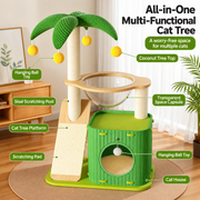 Indoor cat climbing tower with scratching area and resting nest