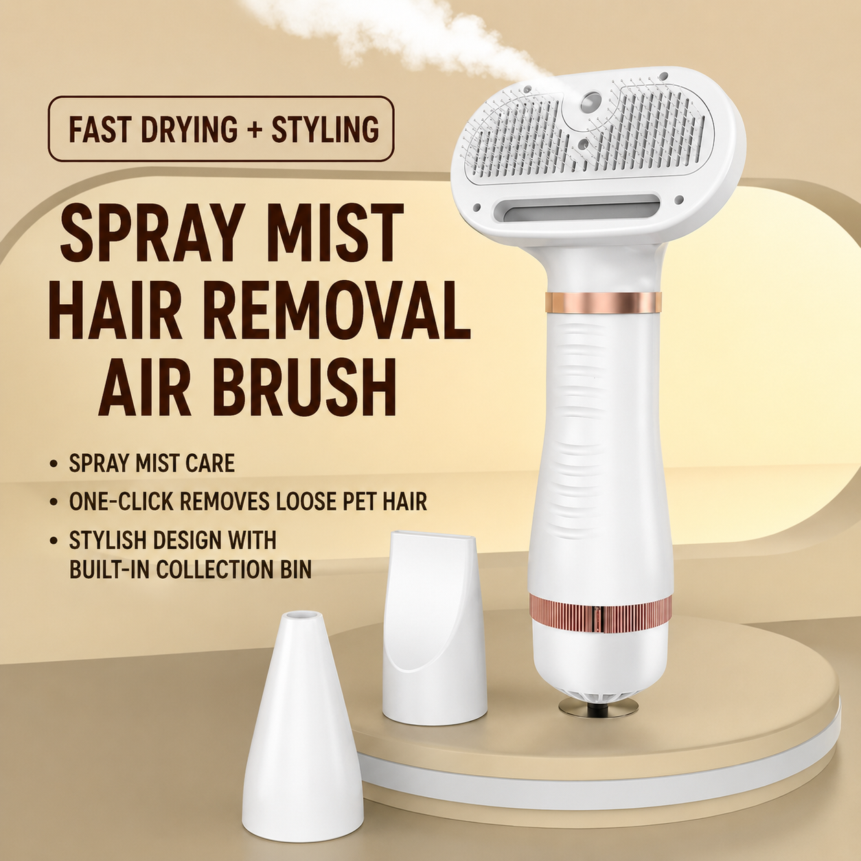 3-in-1 electric dog grooming comb with spray and drying functions