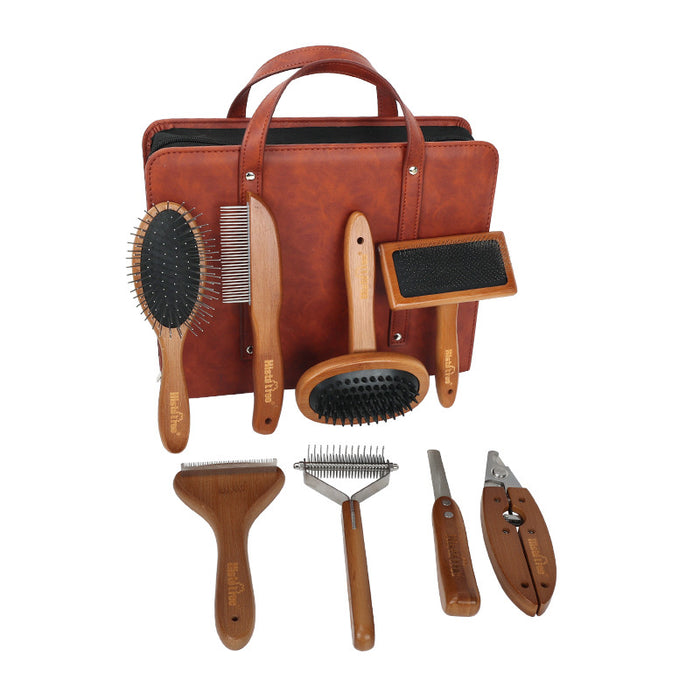Pet Grooming Comb Set & Dog Grooming Brush Kit – Dog Comb & Dog Hair Brush for Brushing, Detangling & Deshedding
