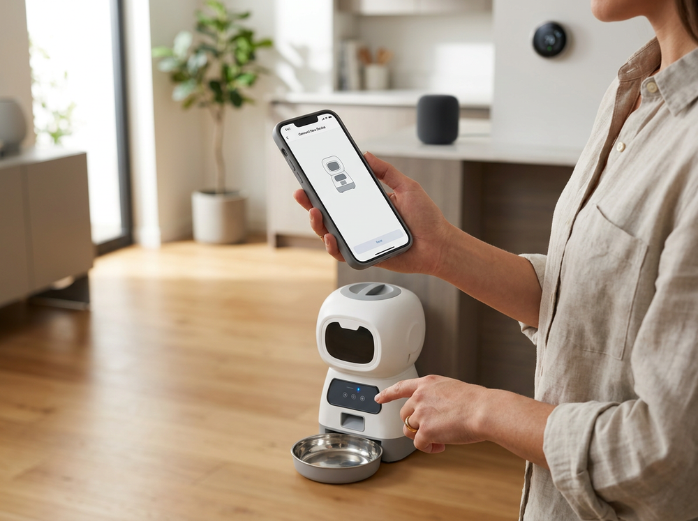Connecting smart cat feeder with mobile app