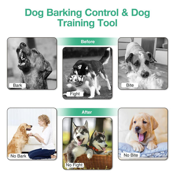 Ultrasonic dog bark deterrent with effective range up to 30 feet for training