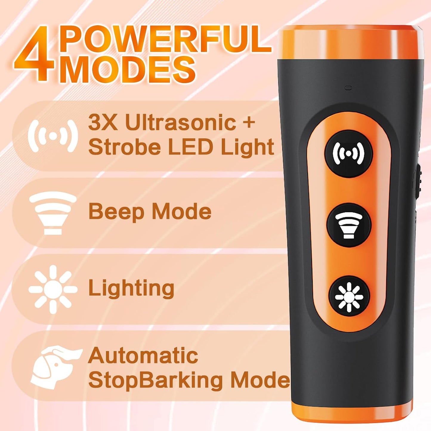 Long range ultrasonic dog bark deterrent designed for use up to 35 feet