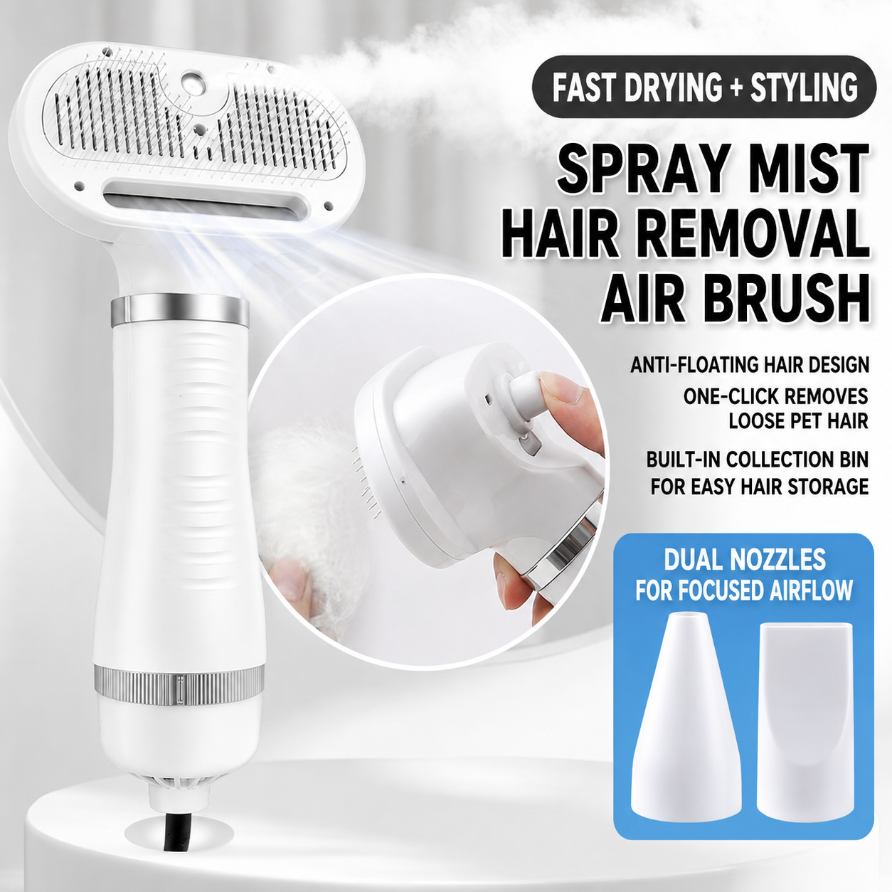 Electric pet grooming comb with integrated spray function for dog coat care