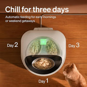 Cooling cat food dispenser for convenient daily pet feeding