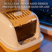 Covered cat toilet with anti-splash and deodorizing features