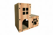 Cardboard cat house cave with scratching area for indoor cats