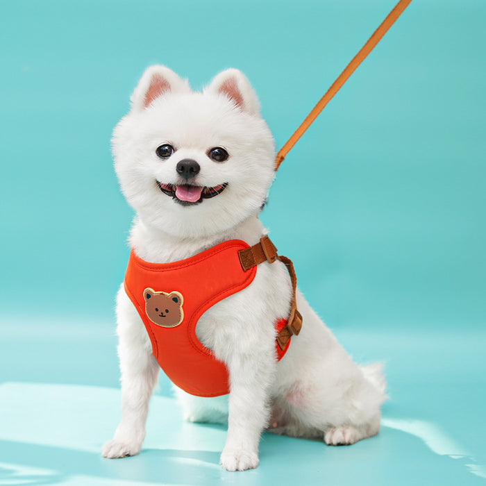 Cute Bear Dog Harness with Leash – Adjustable Dog Collar & Harness for Small and Medium Dogs and Cats