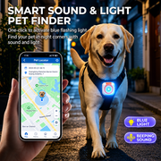 Pet GPS tracker shown with compatible dog and cat collars
